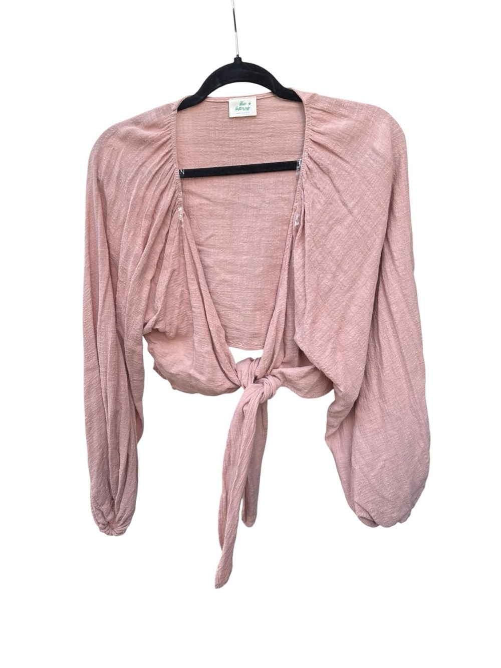 Blue Buttercup Cropped Tie Blouse I Size: L